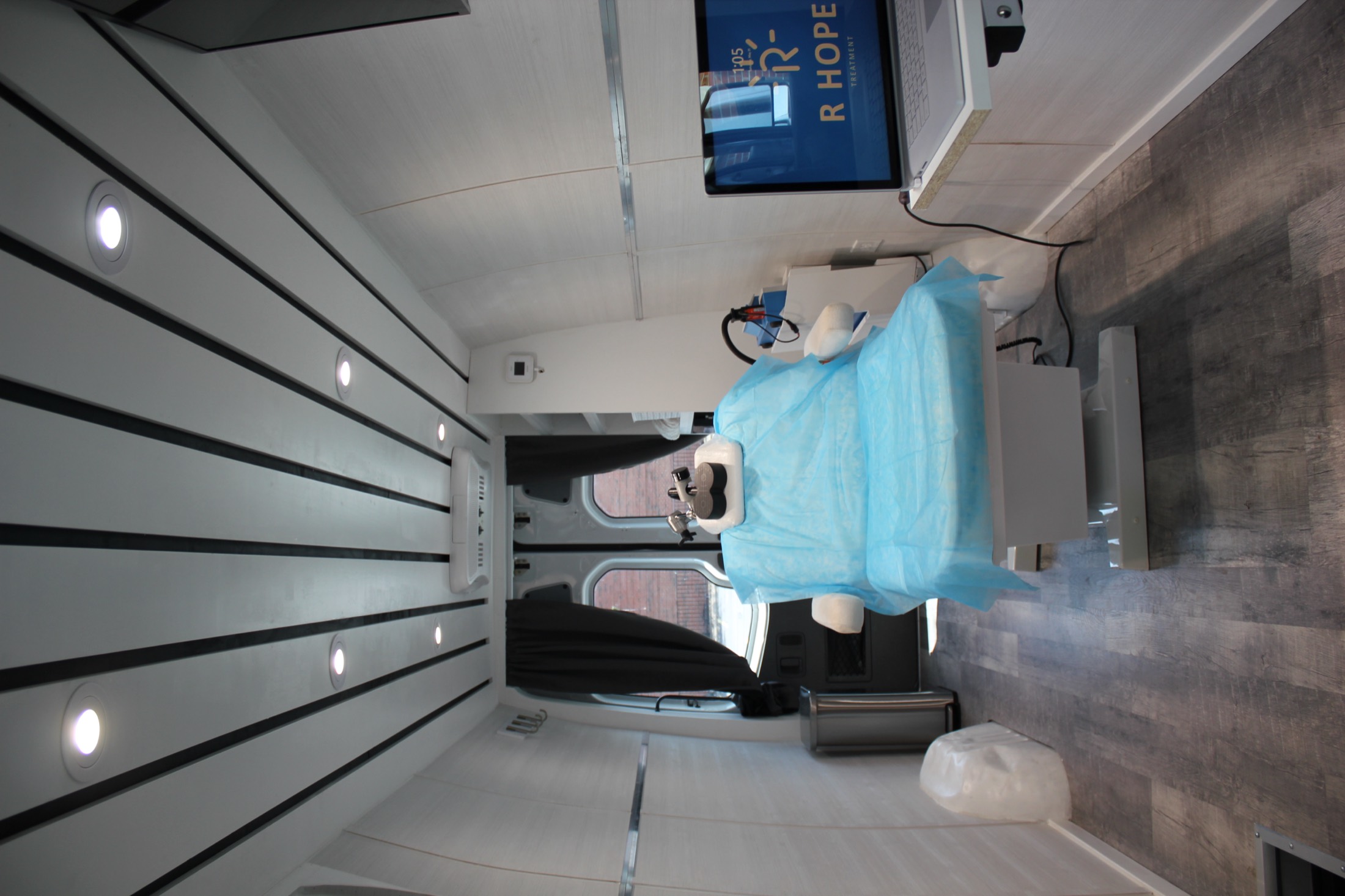 Treatment chair and workstation inside the mobile clinic